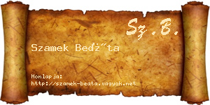 Szamek Beáta névjegykártya